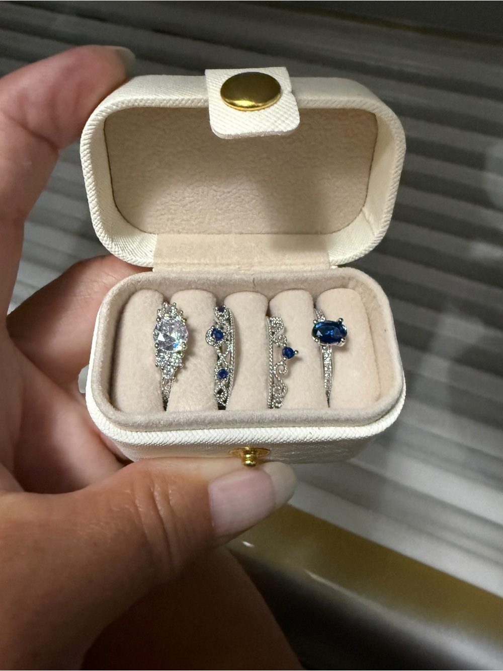 Fashion jewelry and Cubic Zirconia Ring Set - Blue
